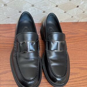 TOD’S Black Leather Loafers with Buckle Detail